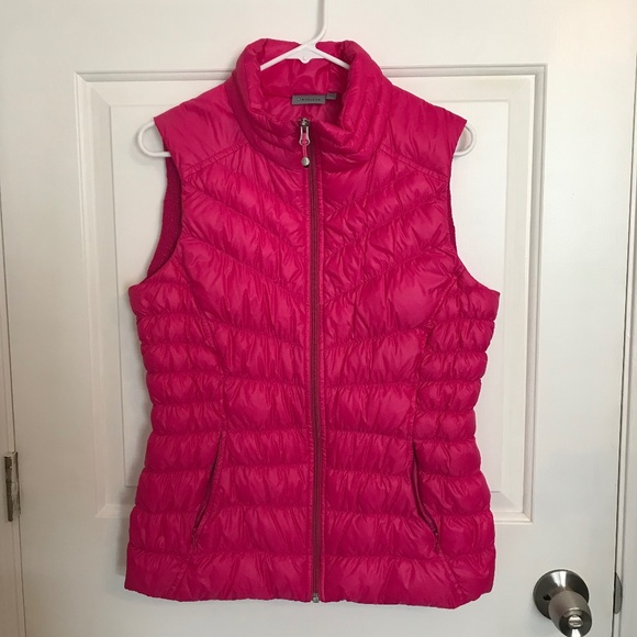 Athleta Downalicious Deluxe Down Fill Puffer Vest Jacket Size M Electric Fuchsia - Picture 3 of 8